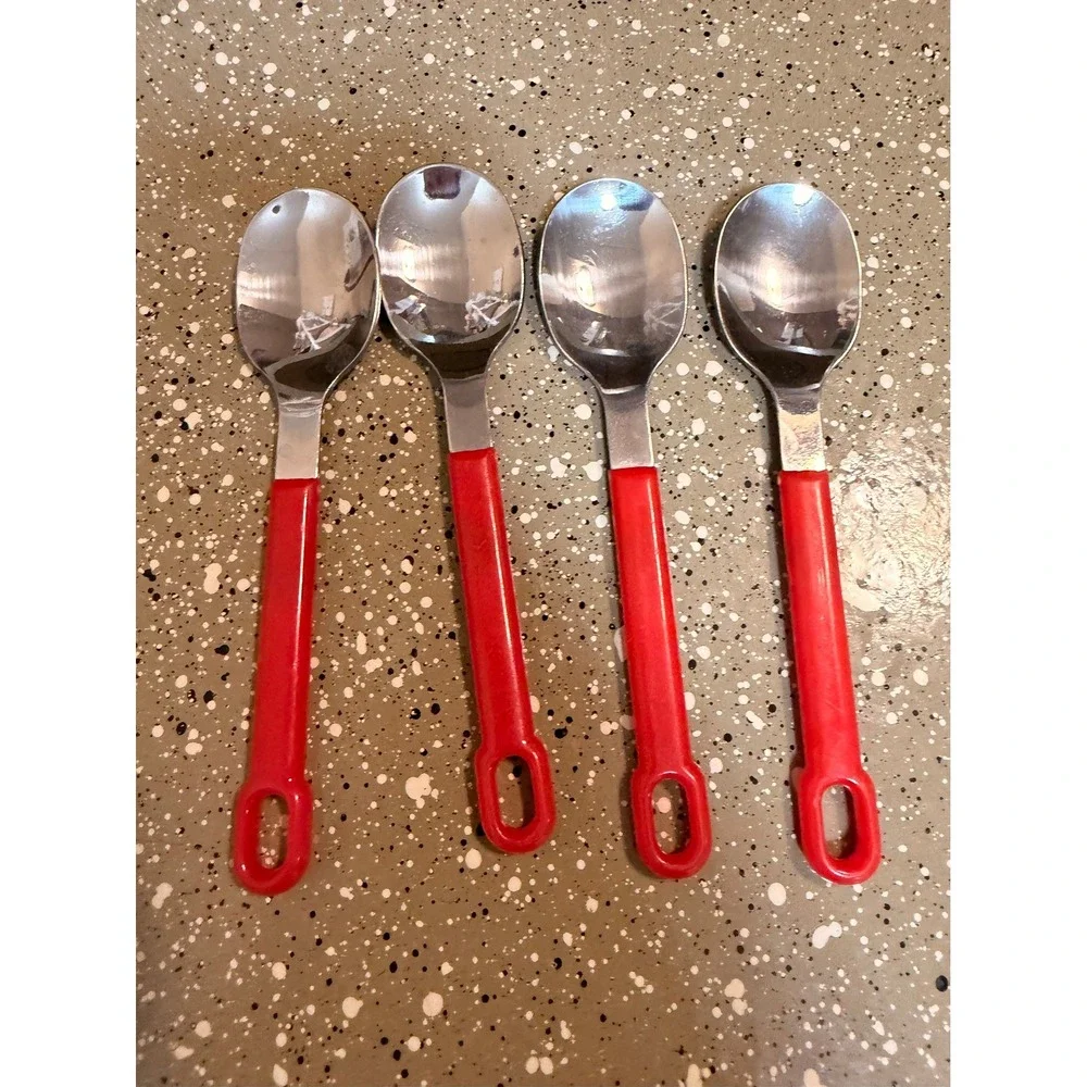 Vintage Red Handle Stainless Steel‎ Flatware Lot – 21 Pieces Mid Century